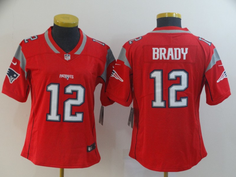 Women New England Patriots #12 Brady red Nike Vapor Untouchable Limited NFL Jersey->women nfl jersey->Women Jersey